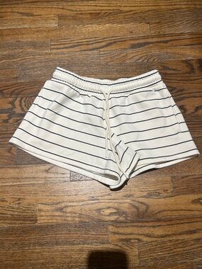Striped Cream Drawstring Women’s Shorts
